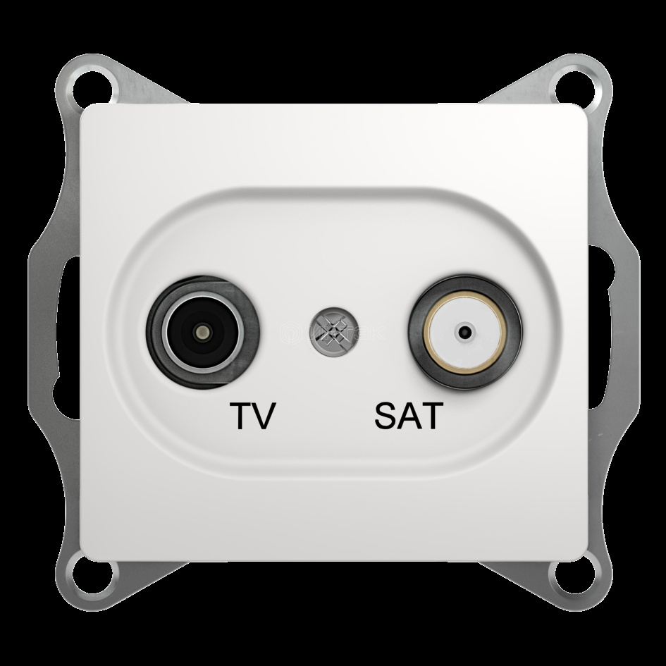 Розетка телевизионная оконечная TV/SAT 1-м СП Glossa 1дБ механизм бел. Systeme Electric GSL000197 изображение, фото