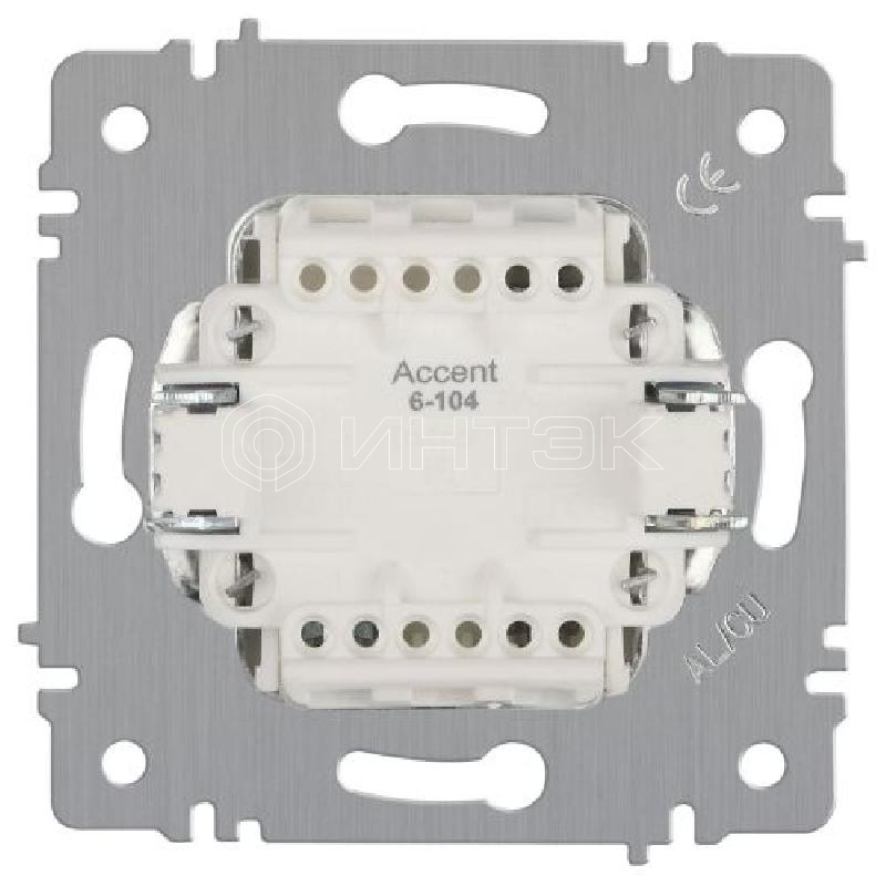 Выключатель 2-кл. СП Accent 6-104-01 10А IP20 250В AL/CU бел. Intro Б0063452 изображение, фото