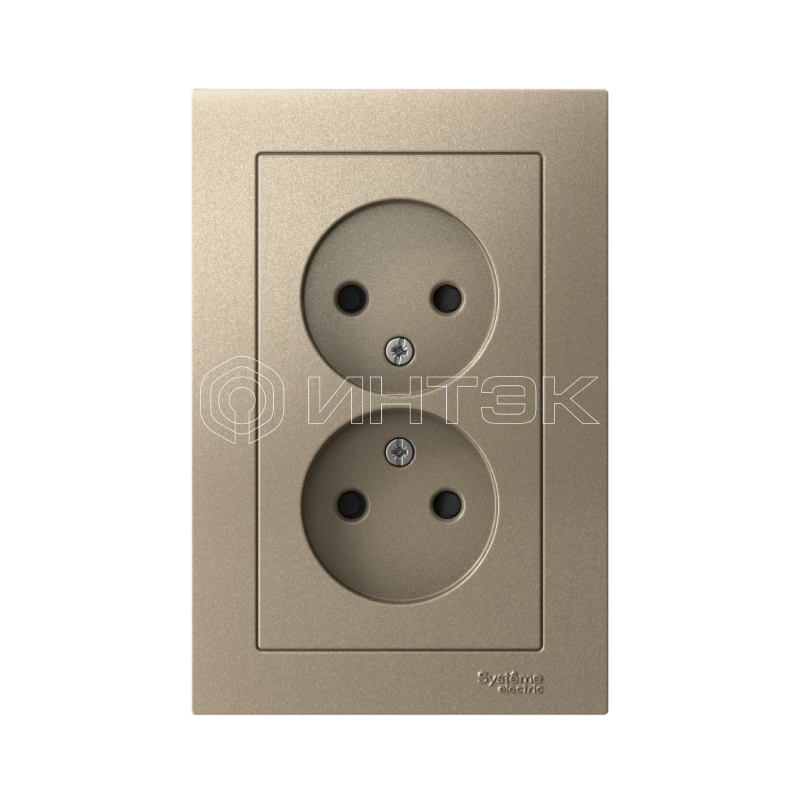 Розетка 2-м СП AtlasDesign 16А IP20 без заземл. защ. шторки в сборе шампань Systeme Electric ATN000522 изображение, фото