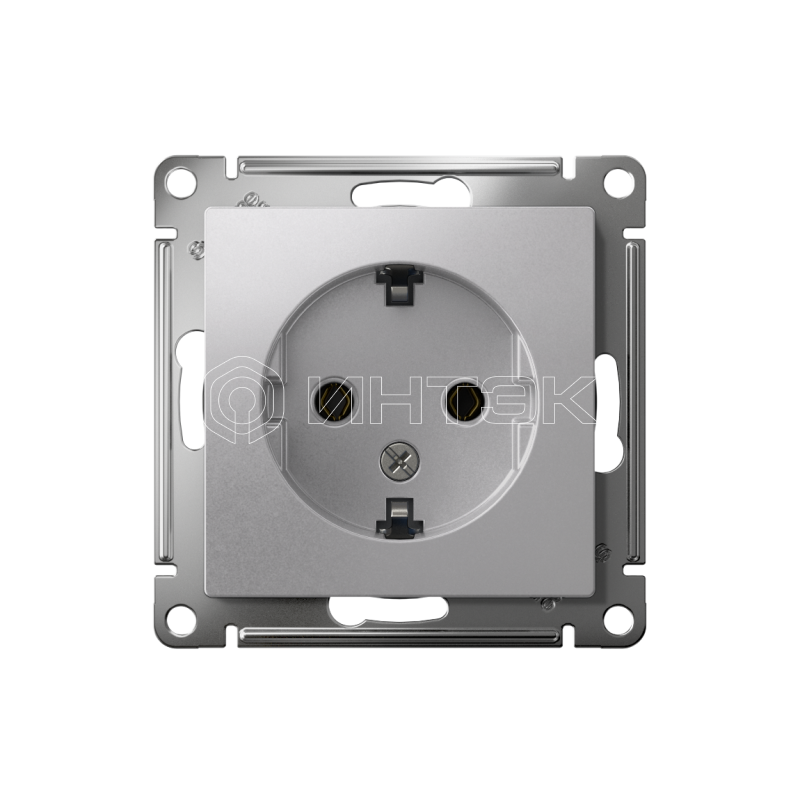 Розетка 1-м СП AtlasDesign 16А IP20 с заземл. механизм алюм.  Systeme Electric ATN000343 изображение, фото