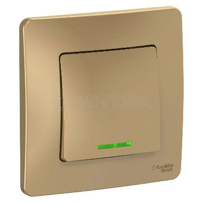 Выключатель 1-кл. СП Blanca 10А IP20 (сх. 1) 250В с подсветкой титан  Systeme Electric BLNVS010114 изображение, фото