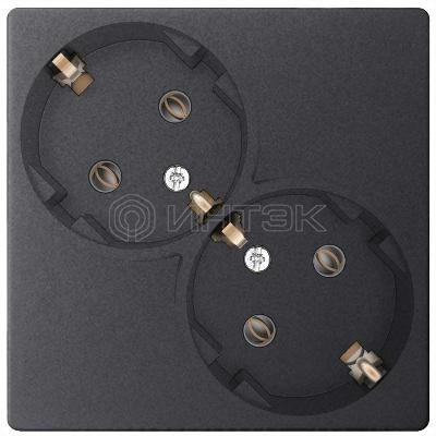 Розетка 2-м СП Simon 24 16А IP20 2х2P+E Schuko без защ. шторок механизм графит Simon 2450459-038 изображение, фото