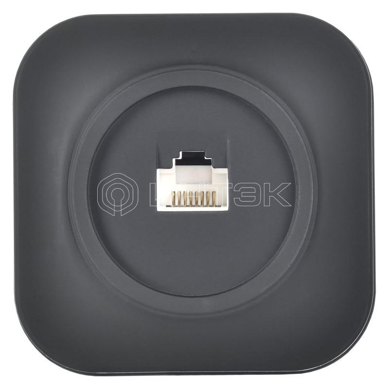 Розетка компьютерная ОП RJ45 кат.5E GLORY РК10-ХЧм черн. матов. IEK EKH10-K02M изображение, фото