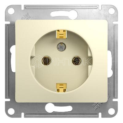 Розетка 1-м СП Glossa 16А IP20 с заземл. механизм беж.  Systeme Electric GSL000243 изображение, фото