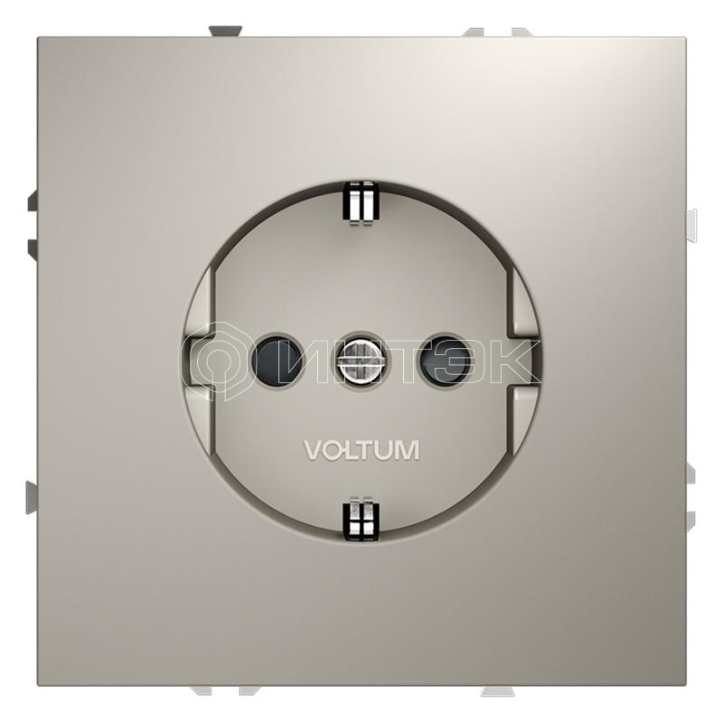 Розетка 1-м СП S70 16А с заземл. защ. шторки механизм кашемир Voltum VLS040203 изображение, фото