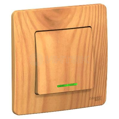 Выключатель 1-кл. СП Blanca 10А IP20 (сх. 1) 250В с подсветкой ясень Systeme Electric BLNVS010115 изображение, фото