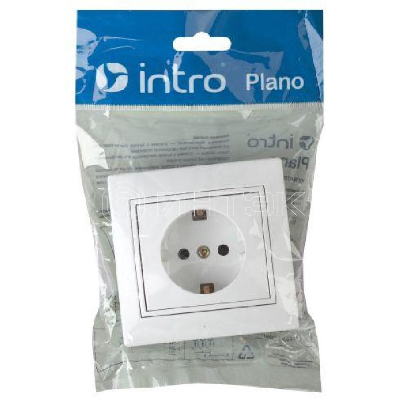 Розетка 1-м СП Plano 1-202-01 16А IP20 250В 2P+E Schuko бел. Intro Б0027609 изображение, фото