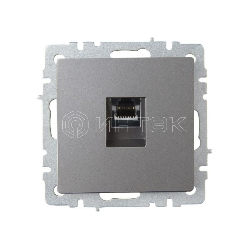 Розетка компьютерная СП RJ45 кат.6 BRITE РК11-БрС механизм сталь IEK BR-K10-2-K46 изображение, фото