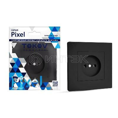 Розетка 1-м СП Pixel 16А IP20 без заземл. в сборе карбон TOKOV ELECTRIC TKE-PX-R1F-C14 изображение, фото