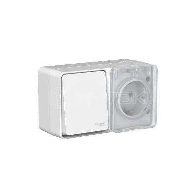 Блок ОП AtlasDesign PROFI IP54 (розетка 1-м 16А заземл. защ. шторки + 1-кл. выключатель 10А) сер. Systeme Electric ATN543070 изображение, фото