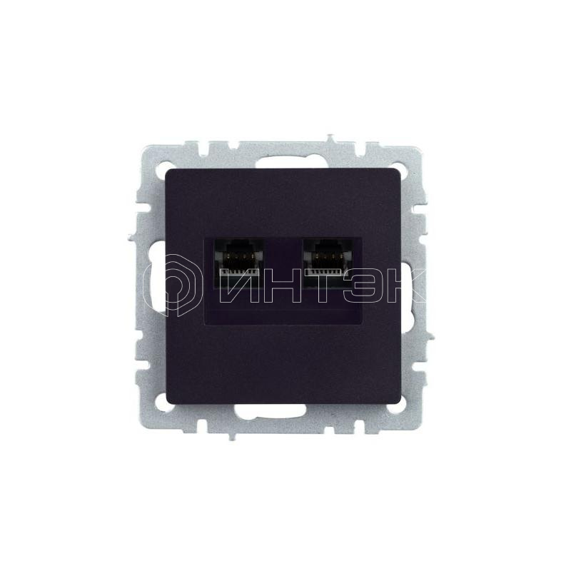 Розетка компьютерная двойн. СП RJ45 кат.5E BRITE РК10-2-БрЧ механизм черн. IEK BR-K20-1-K02 изображение, фото