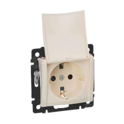 Розетка 1-м СП Valena 16А IP21 2P+E с заземл. защ. шторки с крышкой винты механизм сл. кость IEK 774322 изображение, фото