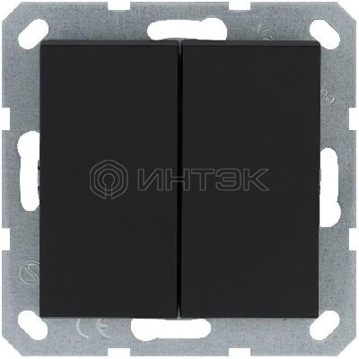 Кнопка 2-кл. 10А IP20 с переключающим контактом механизм черн. матов. soft touch Jasmart G3020PB изображение, фото