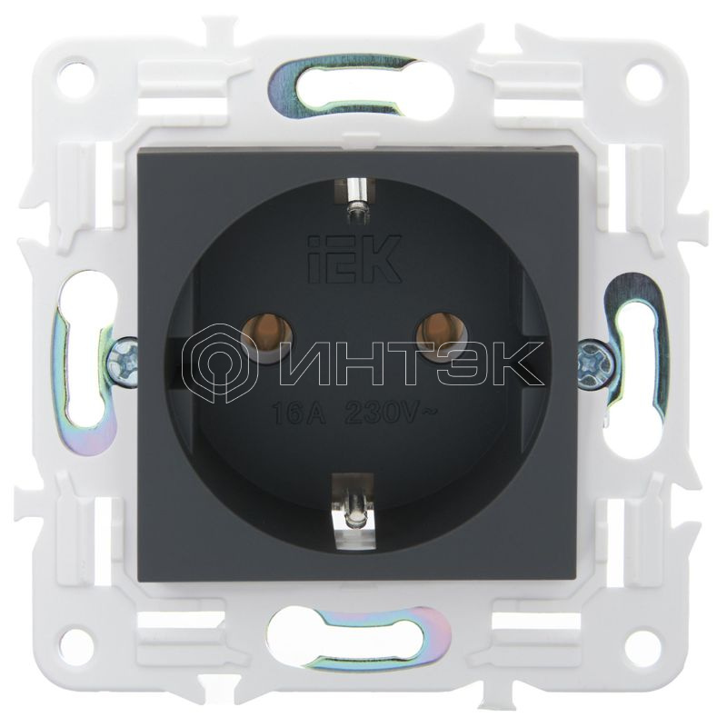 Розетка SKANDY 16А с заземл. без защ. шторок SK-R05G графит IEK SK-R11-16-K53 изображение, фото
