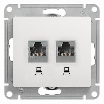 Розетка компьютерная 2-м Glossa RJ45 кат.5E механизм бел.  Systeme Electric GSL000185KK изображение, фото
