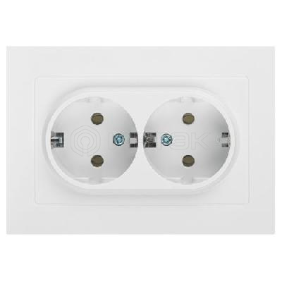 Розетка 2-м СП Accent 6-205-01 16А IP20 250В 2P+E Schuko AL/CU бел. Intro Б0063485 изображение, фото