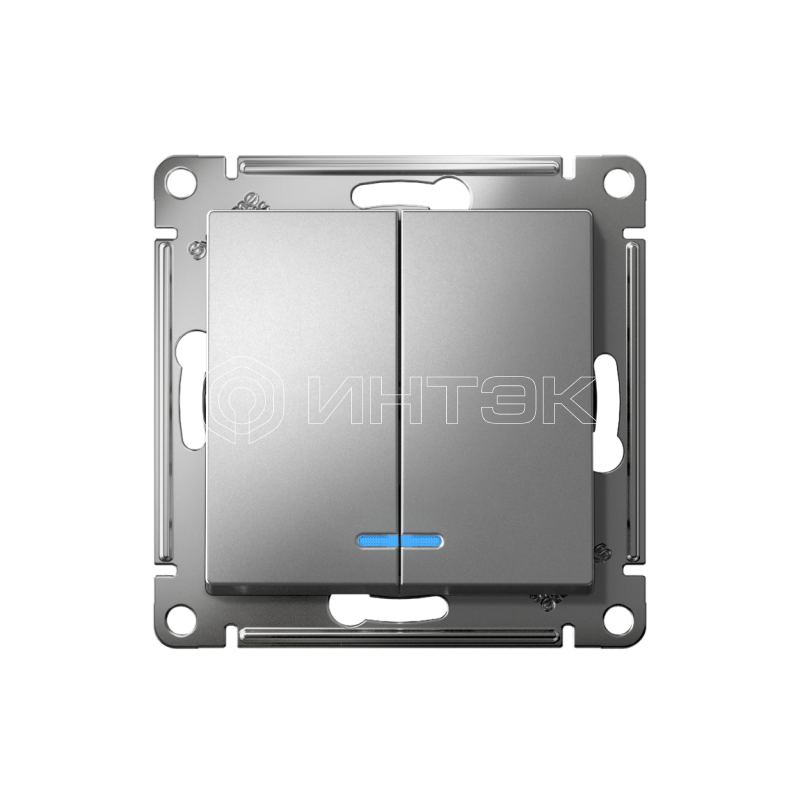 Выключатель 2-кл. СП AtlasDesign 10А IP20 (сх. 5а) 10AX с подсветкой механизм сталь  Systeme Electric ATN000953 изображение, фото