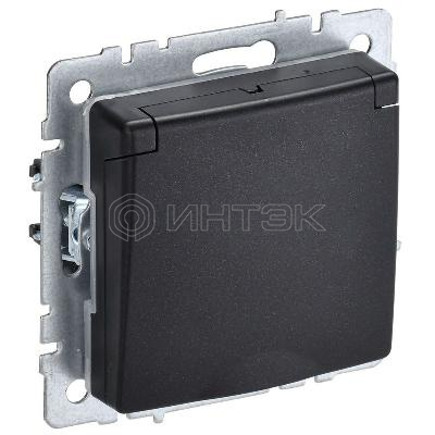 Розетка BRITE РСбш10-3-44-БрЧ 16А IP44 с заземл. защ. шторки с крышкой механизм черн. IEK BR-R16-16-44-K02 изображение, фото