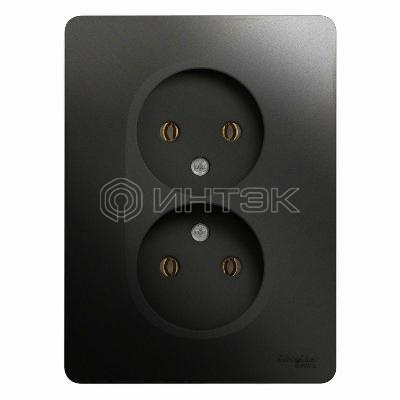 Розетка 2-м СП Glossa 16А IP20 без заземл. в сборе антрацит  Systeme Electric GSL000720 изображение, фото