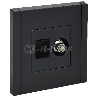  Розетка двойная TV+RJ45 кат.5E FP136 черный IEK FORTE&PIANO FP-AK20-1-K02 изображение, фото