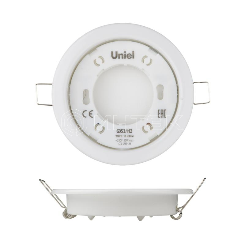 Светильник точечный GX53/H2 White 10 Prom ультратонкий встраив. бел. (уп.10шт) Uniel UL-00005051 изображение, фото
