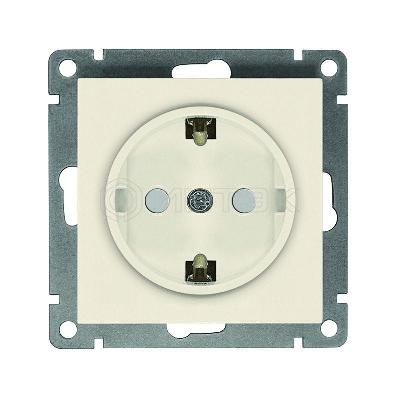 Розетка 1-м СП Афина 16А IP20 с заземл. защ. шторки механизм сл. кость (ivory) Universal A0049-I изображение, фото