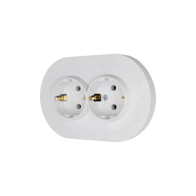 Розетка 2-м СП O Systeme ElectricN с заземл. ПБТ круглая механизм бел. LEZARD 744-0200-127B изображение, фото