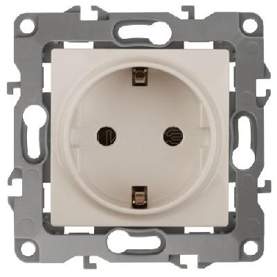 Розетка 1-м СП Эра12 12-2102-02 16А IP20 16AX 250В 2P+E Schuko защ. шторки механизм сл. кость Эра Б0014688 изображение, фото