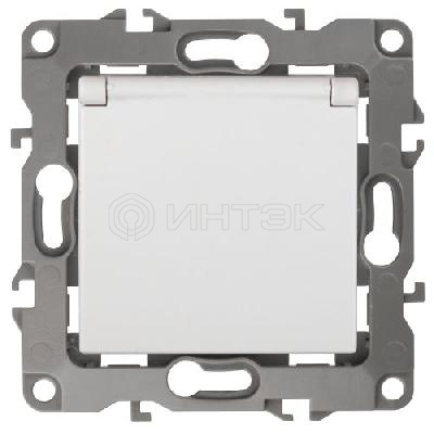 Розетка 1-м СП Эра12 12-2103-01 16А IP20 16AX 250В 2P+E Schuko защ. шторки с крышкой механизм бел. Эра Б0014693 изображение, фото