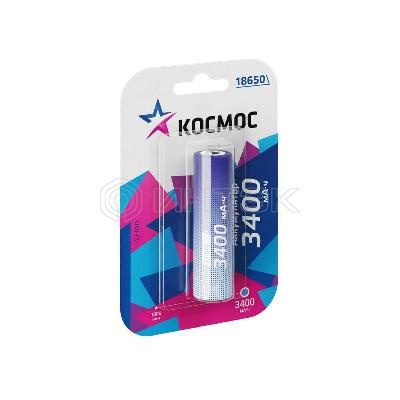 Аккумулятор 18650 Li-ion 3400мА.ч без защиты (блист.1шт) КОСМОС KOC18650Li-ion34UBL1 изображение, фото