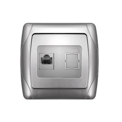 Розетка компьютерная 1-м СП Маргарита RJ45 серебр. UNIVersal М0035-S изображение, фото