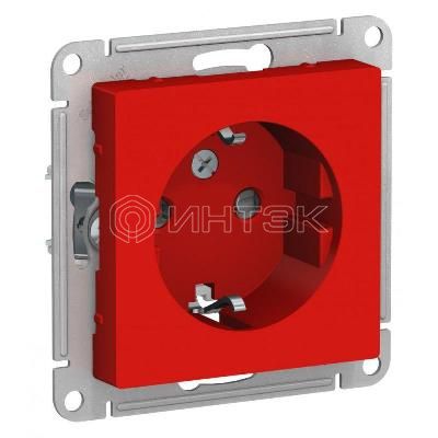 Розетка 1-м СП AtlasDesign 16А IP20 с заземл. защ. шторки механизм красн. Systeme Electric ATN002045 изображение, фото
