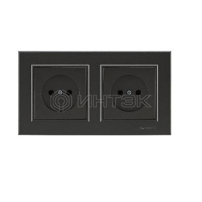 Розетка 2-м СП Karea 10А IP20 б/з дым. металлик Makel 56050017 изображение, фото