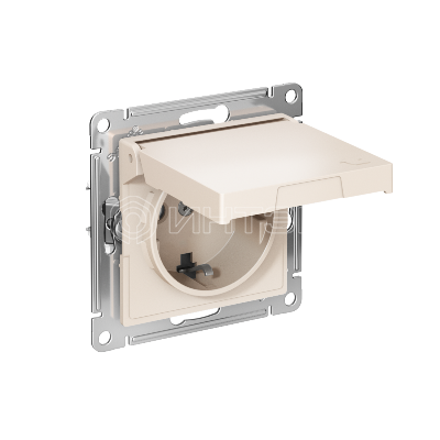 Розетка AtlasDesign 16А IP20 с заземл. защ. шторки с крышкой быстрозажим. клем. механизм беж. Systeme Electric ATN000246S изображение, фото