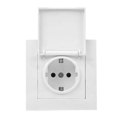 Розетка 1-м СП Валенсия 16А IP44 с заземл. защ. шторки с крышкой бел. PROxima EKF EWV10-124-10 изображение, фото
