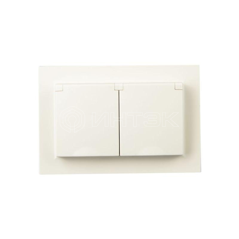 Розетка 2-м СП BRITE РСбш12-3-44-БрКр 16А в сборе IP44 с крышкой беж. IEK BR-R26-16-44-K10-F изображение, фото
