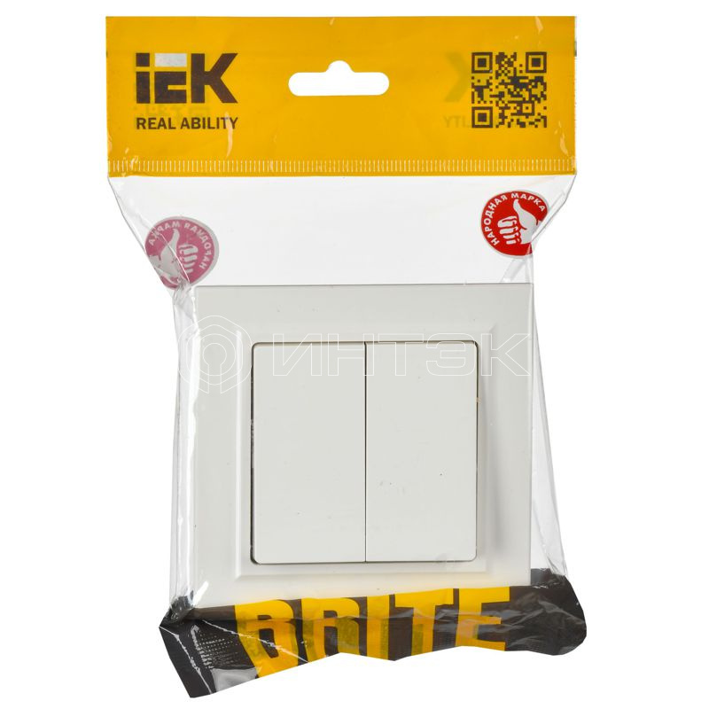 Выключатель 2-кл. СП BRITE ВСР10-2-0-БрБ 10А в сборе бел. IEK BR-V20-0-10-K01-F изображение, фото