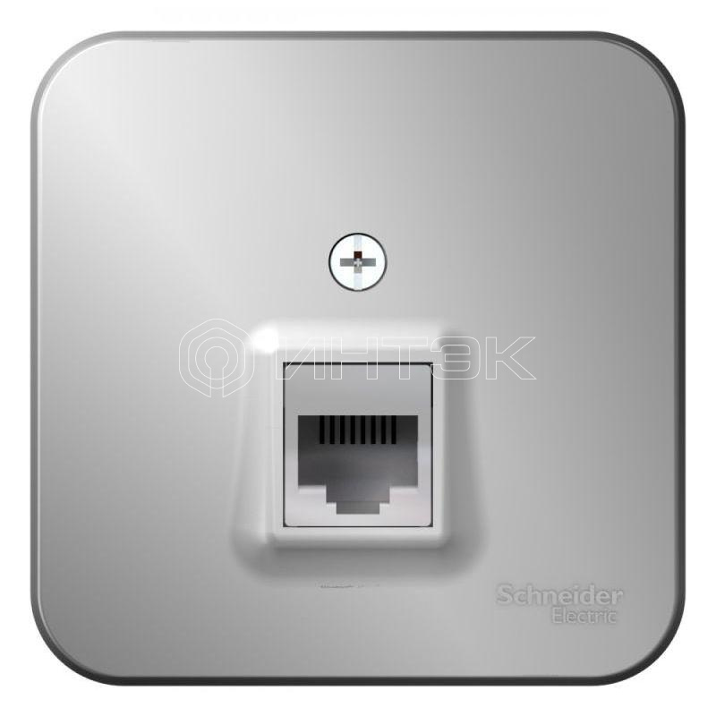 Розетка компьютерная 1-м ОП Blanca RJ45 кат.5E с изолир. пластиной алюм. Systeme Electric BLNIA045003 изображение, фото