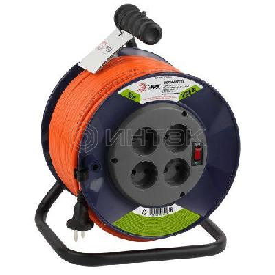 Удлинитель на пластик. катушке 4х50м без заземл. 10А IP20 RPx-4s-2х1.5-50m ПВС 2х1.5 Эра Б0046831 изображение, фото