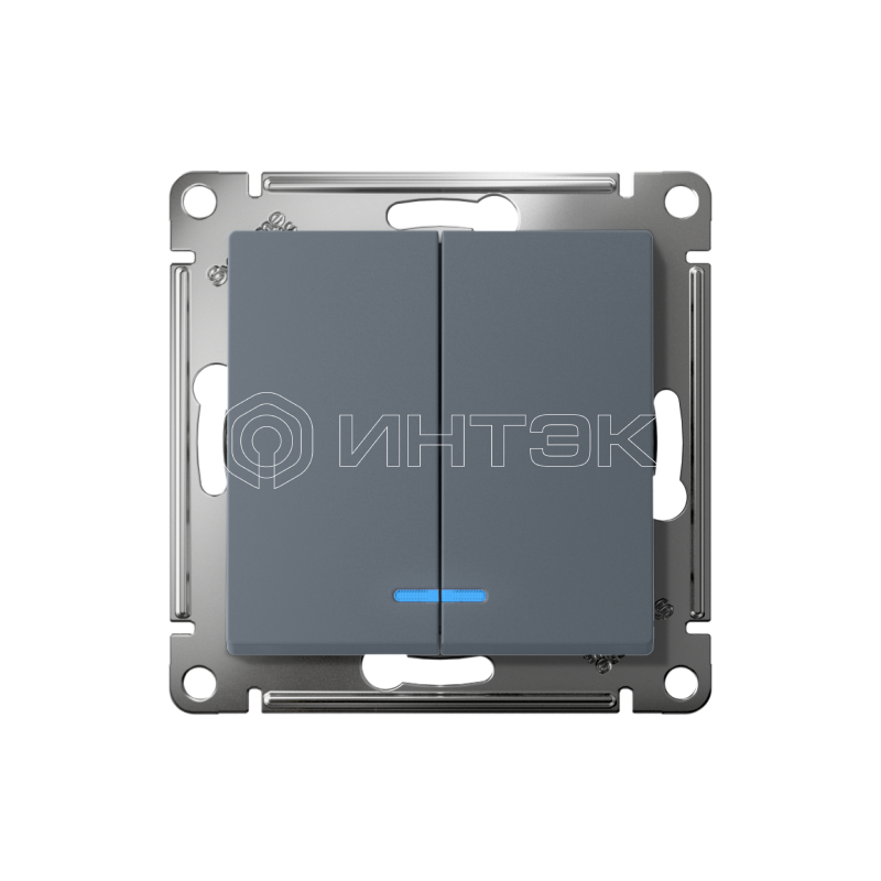 Выключатель 2-кл. СП AtlasDesign 10А IP20 (сх. 5а) 10AX с подсветкой механизм грифель  Systeme Electric ATN000753 изображение, фото