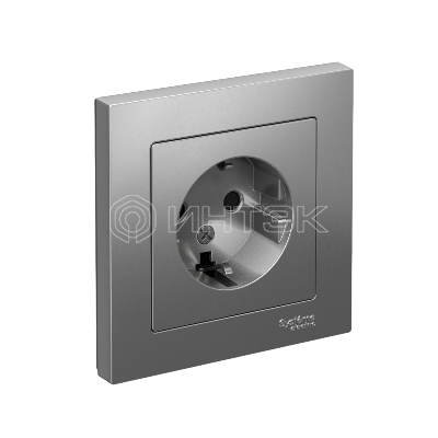 Розетка 1-м СП AtlasDesign 16А IP20 с заземл. защ. шторки в сборе сталь Systeme Electric ATN000944 изображение, фото