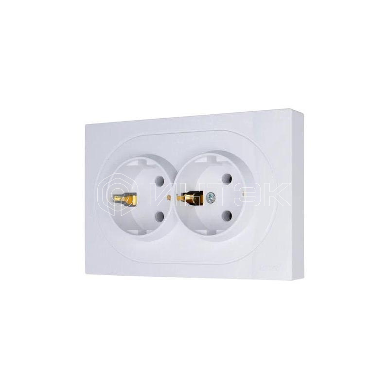 Розетка 2-м СП O Systeme ElectricN с заземл. ПБТ механизм бел. LEZARD 743-0200-127B изображение, фото
