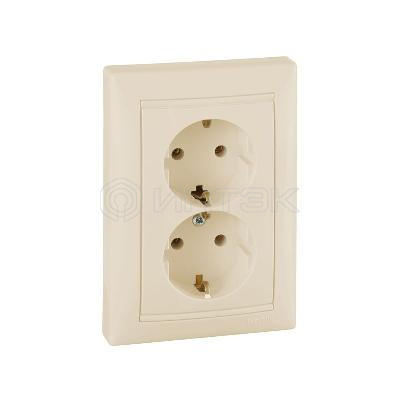 Розетка 2-м СП Valena 16А IP20 2P+E с заземл. немецк. стандарт сл. кость (DIY-упак.) IEK 695616 изображение, фото
