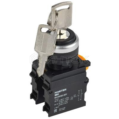 Переключатель 3 полож. 1НО+1НЗ с ключом черн. MASTER IEK MI-SW60-20Y-3-34-3-K02 изображение, фото