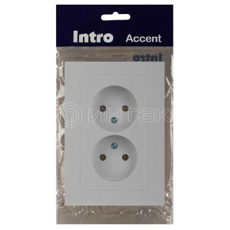 Розетка 2-м СП Accent 6-204-01 16А IP20 250В 2P AL/CU бел. Intro Б0063447 изображение, фото