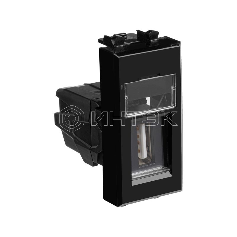 Розетка USB 1мод. Avanti "Черный квадрат" тип А-А модульная DKC 4402401 изображение, фото