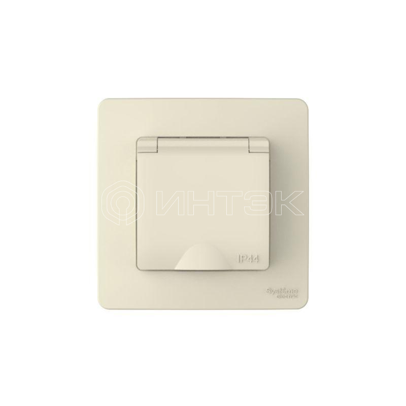 Розетка 1-м СП Blanca 16А IP44 250В с заземл. защ. шторки с крышкой молочн. Systeme Electric BLNRS441112 изображение, фото