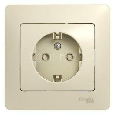 Розетка 1-м СП Glossa 16А IP20 с заземл. защ. шторки в сборе беж. Systeme Electric GSL000244 изображение, фото