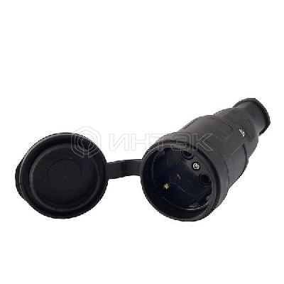 Разъем штепсельный 1х16А 2P+PE 220-240В IP44 с заглушкой каучук LEZARD 106-0400-0102/102 изображение, фото