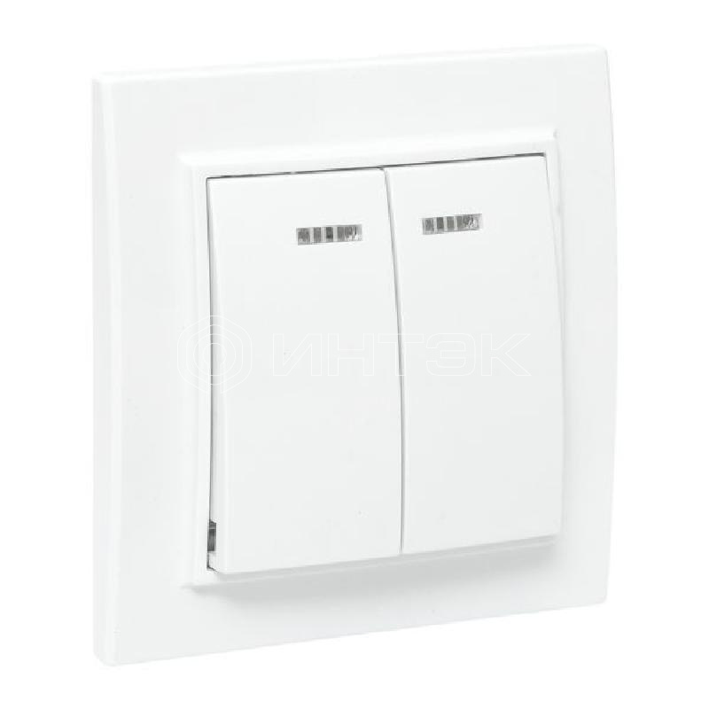 Выключатель 2-кл. СП Минск 10А IP20 с индикатором бел. Basic EKF ERV10-123-10 изображение, фото